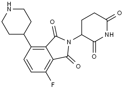 2-(2,6-dioxopiperidin-3-yl)-4-fluoro-7-(piperidin-4-yl)isoindoline-1,3-dione 结构式