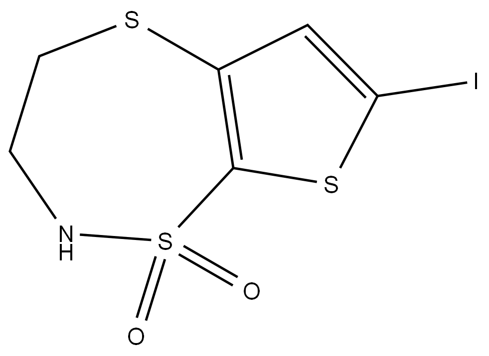 7-碘-3,4-二氢-2H-噻吩并[3,2-F][1,5,2]二噻嗪1,1-二氧化物 结构式