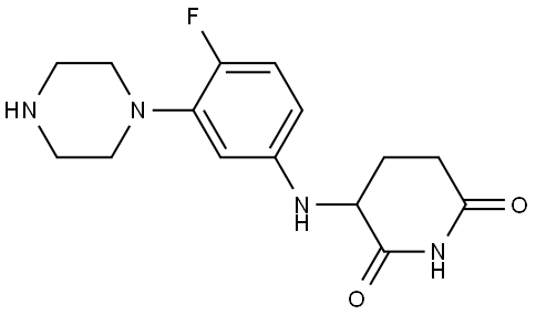 ((4-fluoro-3-(piperazin-1-yl)phenyl)amino)piperidine-2,6-dione 结构式