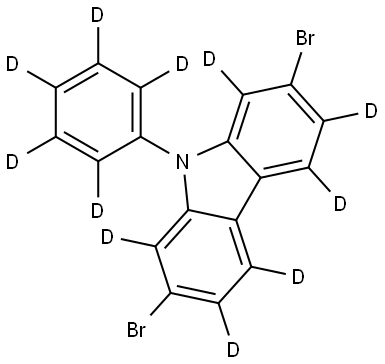 2,7-dibromo-9-(phenyl-d5)-9H-carbazole-1,3,4,5,6,8-d6 结构式