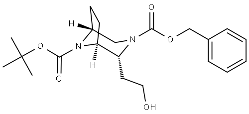 O3-benzyl O8-tert-butyl endo-2-(2-hydroxyethyl)-3,8-diazabicyclo[3.2.1]octane-3,8-dicarboxylate 结构式