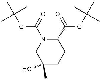 ditert-butyl (2S,5S)-5-hydroxy-5-methyl-piperidine-1,2-dicarboxylate 结构式