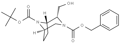 O3-benzyl O8-tert-butyl (1S,2R,5R)-2-(hydroxymethyl)-3,8-diazabicyclo[3.2.1]octane-3,8-dicarboxylate 结构式