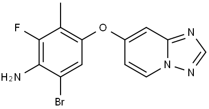 6-bromo-2-fluoro-3-methyl-4-([1,2,4]triazolo[1,5-a]pyridin-7-yloxy)aniline 结构式