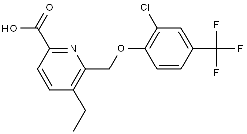 6-[[2-chloro-4-(trifluoromethyl)phenoxy]methyl]-5-ethyl-pyridine-2-carboxylic acid 结构式