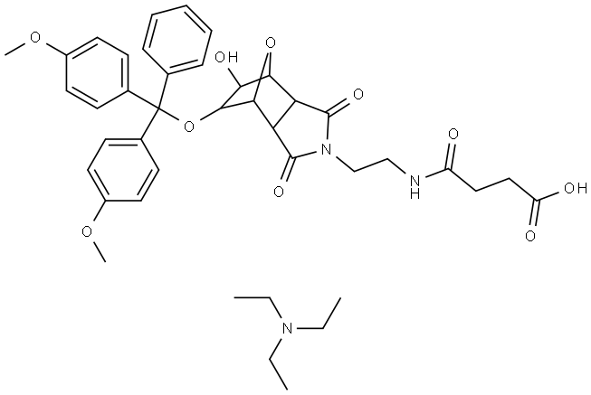 triethylamine 4-((2-(5-(bis(4-methoxyphenyl)(phenyl)methoxy)-6-hydroxy-1,3-dioxohexahydro-1H-4,7-epoxyisoindol-2(3H)-yl)ethyl)amino)-4-oxobutanoate 结构式