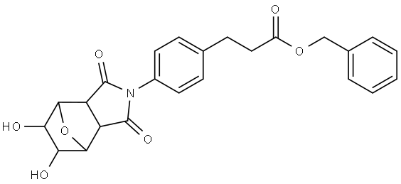 苄基 3-(4-(5,6-二羟基-1,3-二氧代六氢-1H-4,7-环氧异吲哚-2(3H)-基)苯基)丙酸酯 结构式