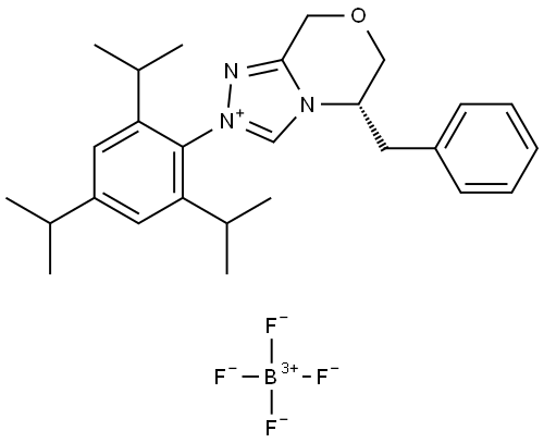 8H-1,2,4-Triazolo[3,4-c][1,4]oxazinium, 5,6-dihydro-5-(phenylmethyl)-2-[2,4,6-tris(1-methylethyl)phenyl]-, (5S)-, tetrafluoroborate(1-) (1:1) (ACI) 结构式