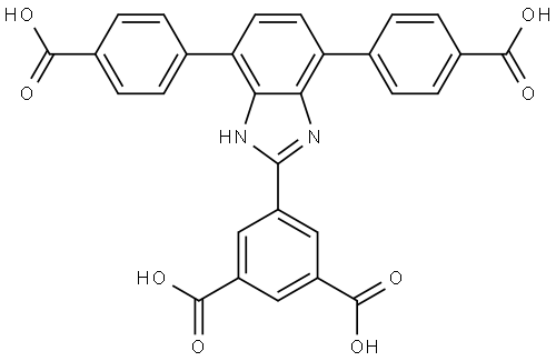 2-(3,5-二羧基苯基)-4,7-二(4-羧基苯基)苯并咪唑 结构式