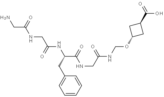 Gly-Gly-L-Phe-N-[(trans-carboxy-cyclobutyl-3-oxy)methyl]Glycinamide 结构式