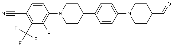 3-fluoro-4-(4-(4-(4-formylpiperidin-1-yl)phenyl)piperidin-1-yl)-2-(trifluoromethyl)benzonitrile 结构式