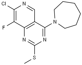 4-(azepan-1-yl)-7-chloro-8-fluoro-2-methylsulfanylpyrido[4,3-d]pyrimidine 结构式