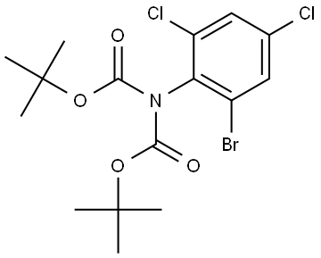 2,4-二氯-6-溴(N,N-二叔丁氧羰基胺基)苯 结构式