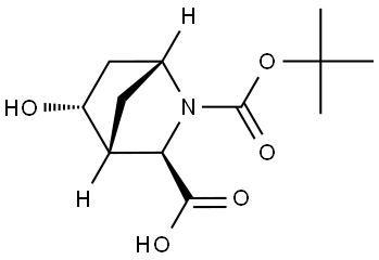 (1R,3R,4R,5R)-2-tert-butoxycarbonyl-5-hydroxy-2-azabicyclo[2.2.1]heptane-3-carboxylic acid 结构式