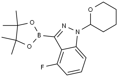 4-氟-1-(四氢-2H-吡喃-2-基)-3-(4,4,5,5-四甲基-1,3,2-二噁硼烷-2-基)-1H-吲唑 结构式