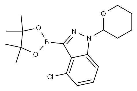 4-氯-1-(四氢-2H-吡喃-2-基)-3-(4,4,5,5-四甲基-1,3,2-二噁硼烷-2-基)-1H-吲唑 结构式