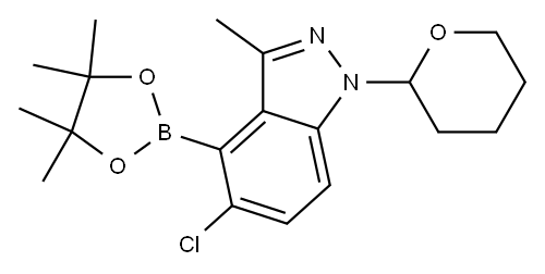 5-氯-3-甲基-1-(四氢-2H-吡喃-2-基)-4-(4,4,5,5-四甲基-1,3,2-二噁硼烷-2-基)-1H-吲唑 结构式