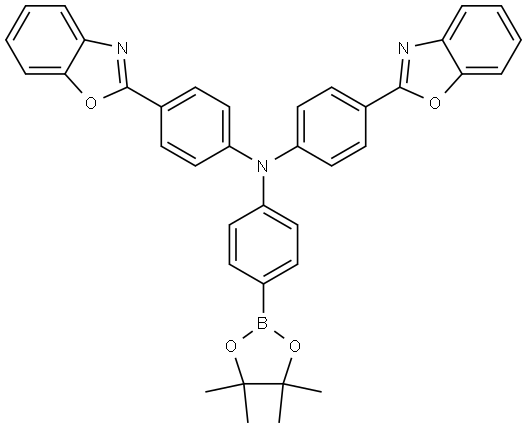 Benzenamine, 4-(2-benzoxazolyl)-N-[4-(2-benzoxazolyl)phenyl]-N-[4-(4,4,5,5-tetramethyl-1,3,2-dioxaborolan-2-yl)phenyl]- 结构式