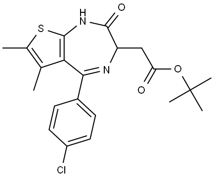 2-[5-(4-氯苯基)-6,7-二甲基-2-氧代-2,3-二氢-1H-噻吩并[2,3-E][1,4]二氮杂卓-3-基]乙酸叔丁酯 结构式