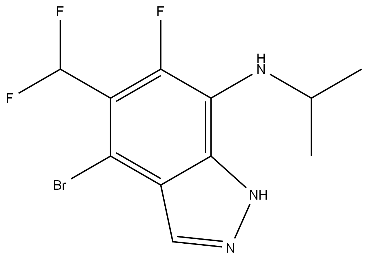 4-bromo-5-(difluoromethyl)-6-fluoro-N-isopropyl-1H-indazol-7-amine 结构式