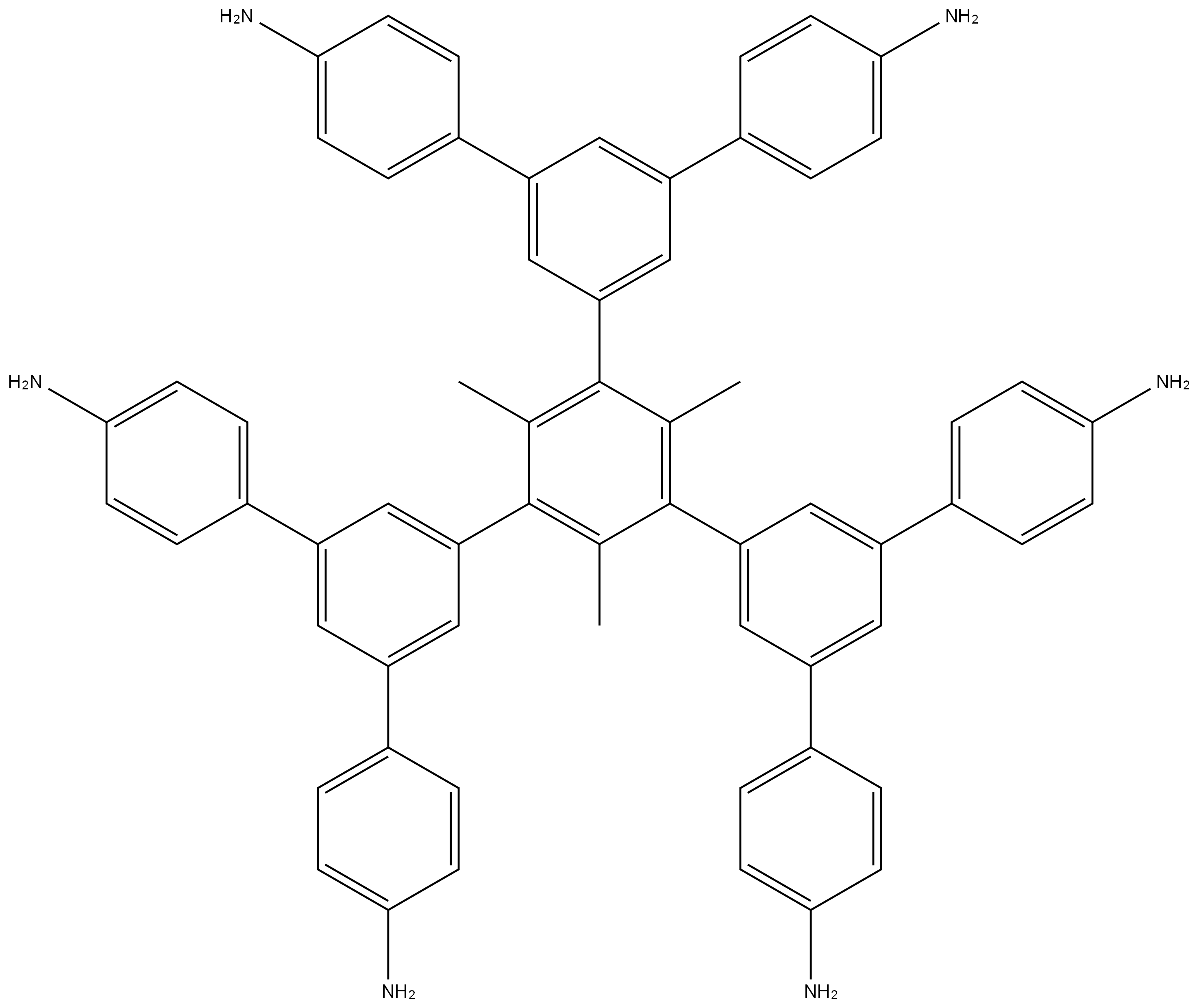 三(3,5-二(4'-氨基苯基)苯)均三甲苯 结构式