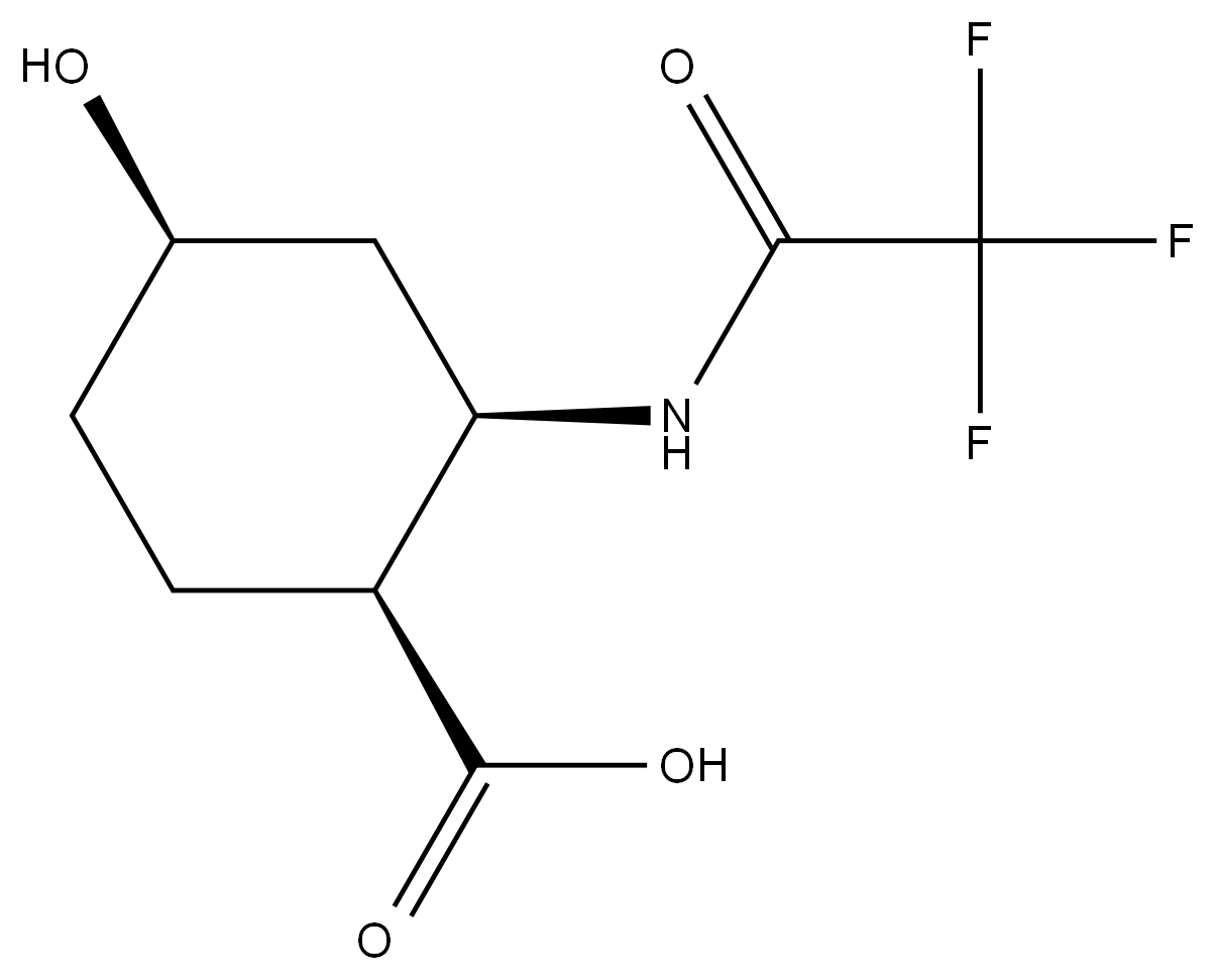 Cyclohexanecarboxylic acid, 4-hydroxy-2-[(2,2,2-trifluoroacetyl)amino]-, (1S,2R,4R)- 结构式