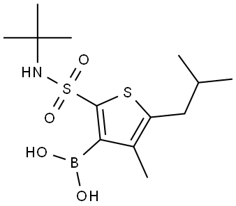 (2-(N-(叔丁基)氨磺酰基)-5-异丁基-4-甲基噻吩-3-基)硼酸 结构式