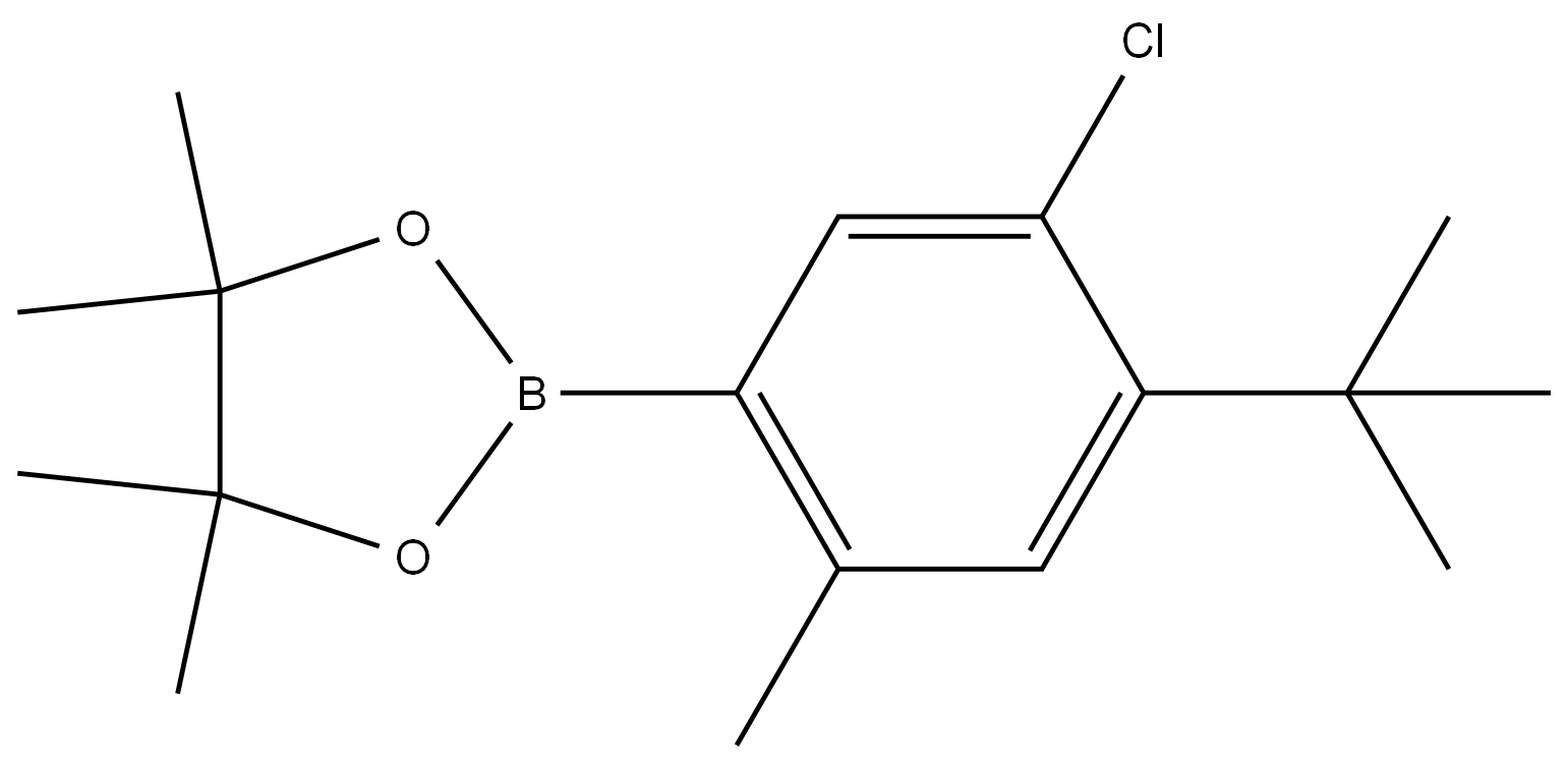1,3,2-二噁硼烷,2-[5-氯-4-(1,1-二甲基乙基)-2-甲基苯基]-4,4,5,5-四甲基- 结构式