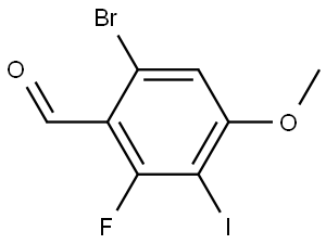 6-bromo-2-fluoro-3-iodo-4-methoxybenzaldehyde 结构式