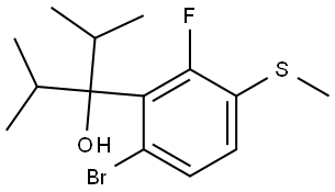 3-(6-bromo-2-fluoro-3-(methylthio)phenyl)-2,4-dimethylpentan-3-ol 结构式
