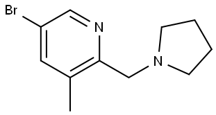 5-bromo-3-methyl-2-(pyrrolidin-1-ylmethyl)pyridine 结构式