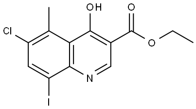 6-氯-4-羟基-8-碘-5-甲基喹啉-3-羧酸乙酯 结构式