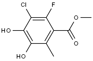 3-氯-2-氟-4,5-二羟基-6-甲基苯甲酸甲酯 结构式