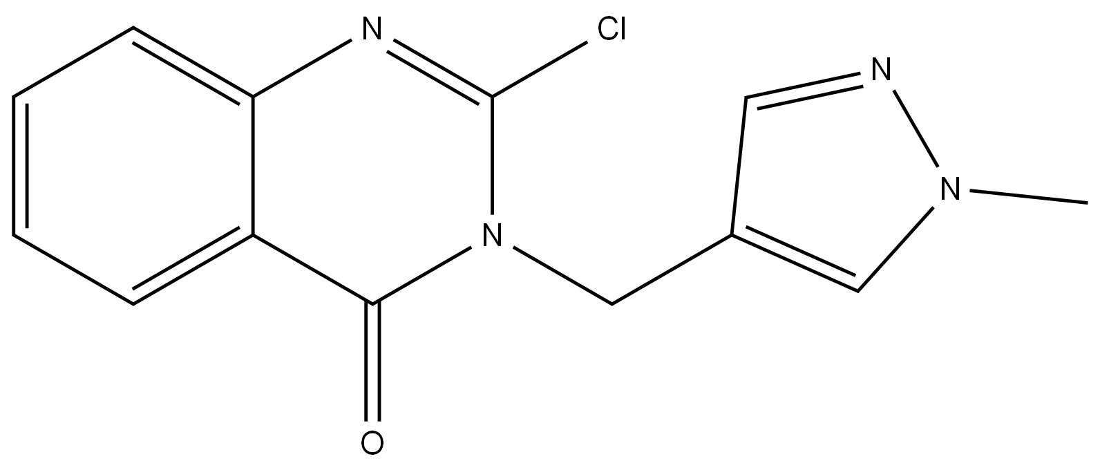 2-chloro-3-[(1-methylpyrazol-4-yl)methyl]quinazolin-4-one 结构式