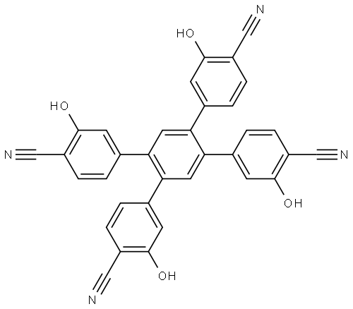 4',5'-bis(4-cyano-3-hydroxyphenyl)-3,3''-dihydroxy-[1,1':2',1''-terphenyl]-4,4''-dicarbonitrile 结构式
