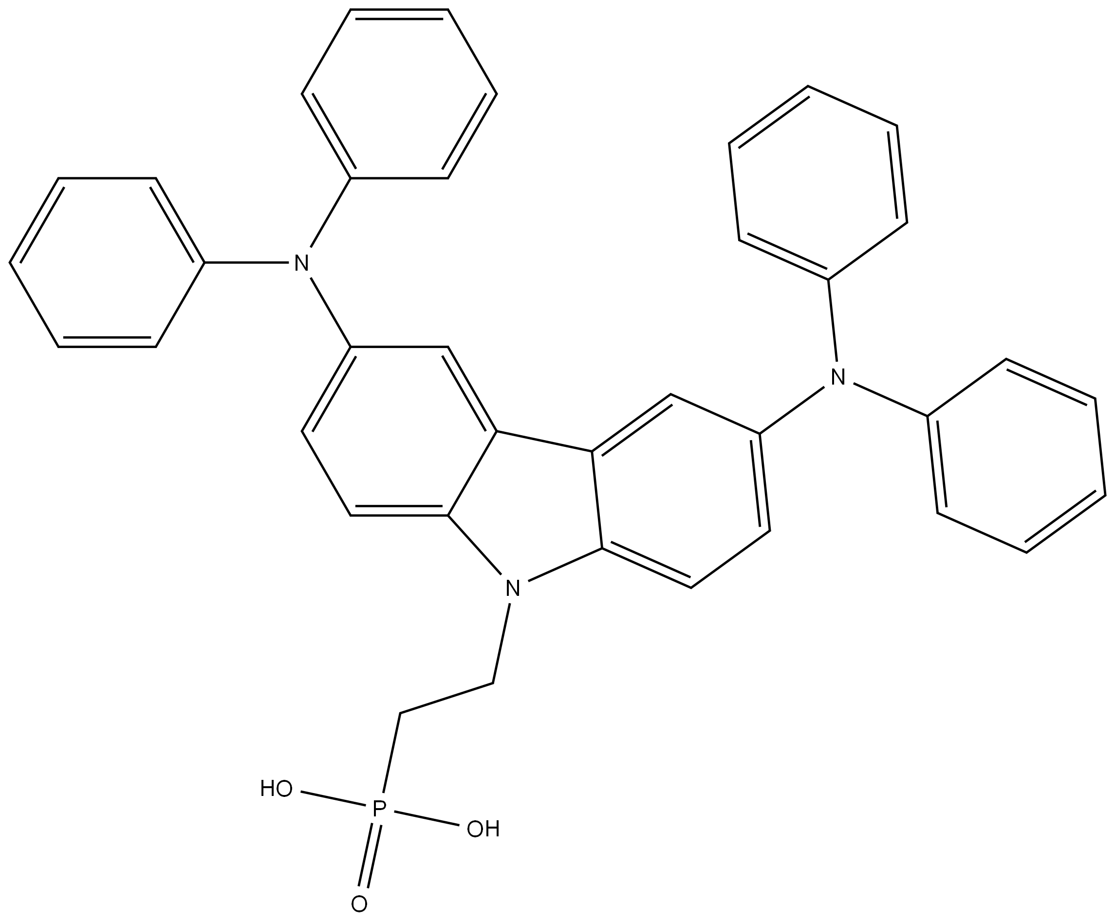 (2-(3,6-双(二苯基氨基)-9H-咔唑-9-基)乙基)膦酸 结构式