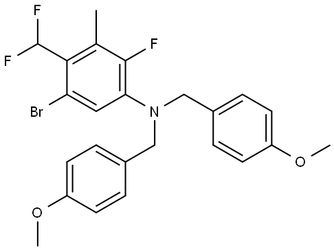 5-bromo-4-(difluoromethyl)-2-fluoro-N,N-bis(4-methoxybenzyl)-3-methylaniline 结构式