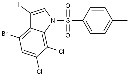 4-溴-6,7-二氯-3-碘-1-甲苯磺酰基-1H-吲哚 结构式