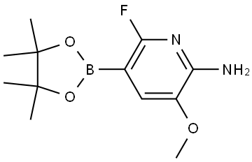 6-氟-3-甲氧基-5-(4,4,5,5-四甲基-1,3,2-二氧硼杂环戊烷-2-基)吡啶-2-胺 结构式