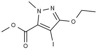 3-乙氧基-4-碘-1-甲基-1H-吡唑-5-羧酸甲酯 结构式