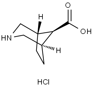 (1R,5S,8R)-3-氮杂双环[3.2.1]辛烷-8-羧酸盐酸盐 结构式