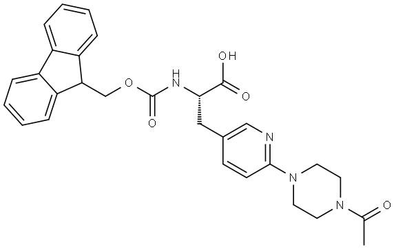 Fmoc-L-3Py6pipz4Ac-OH 结构式