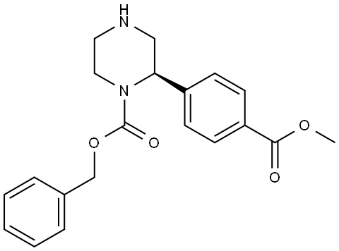 benzyl (R)-2-(4-(methoxycarbonyl)phenyl)piperazine-1-carboxylate 结构式