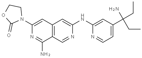 3-[1-氨基-6-[[4-(3-氨基-3-戊基)-2-吡啶基]氨基]-2,7-萘啶-3-基]噁唑烷-2-酮 结构式