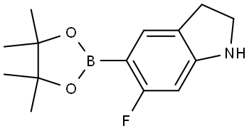 6-氟-5-(4,4,5,5-四甲基-1,3,2-二氧杂硼烷-2-基)吲哚啉 结构式
