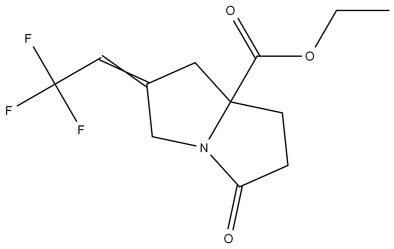 ethyl 5-oxo-2-(2,2,2-trifluoroethylidene)-hexahydro-1H-pyrrolizine-7a-carboxylate 结构式