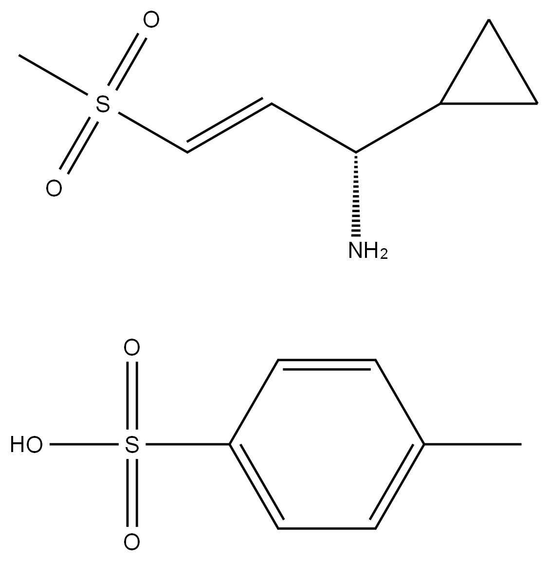 (S,E)-1-环丙基-3-(甲基磺酰基)丙-2-烯-1-胺4-甲基苯磺酸盐 结构式