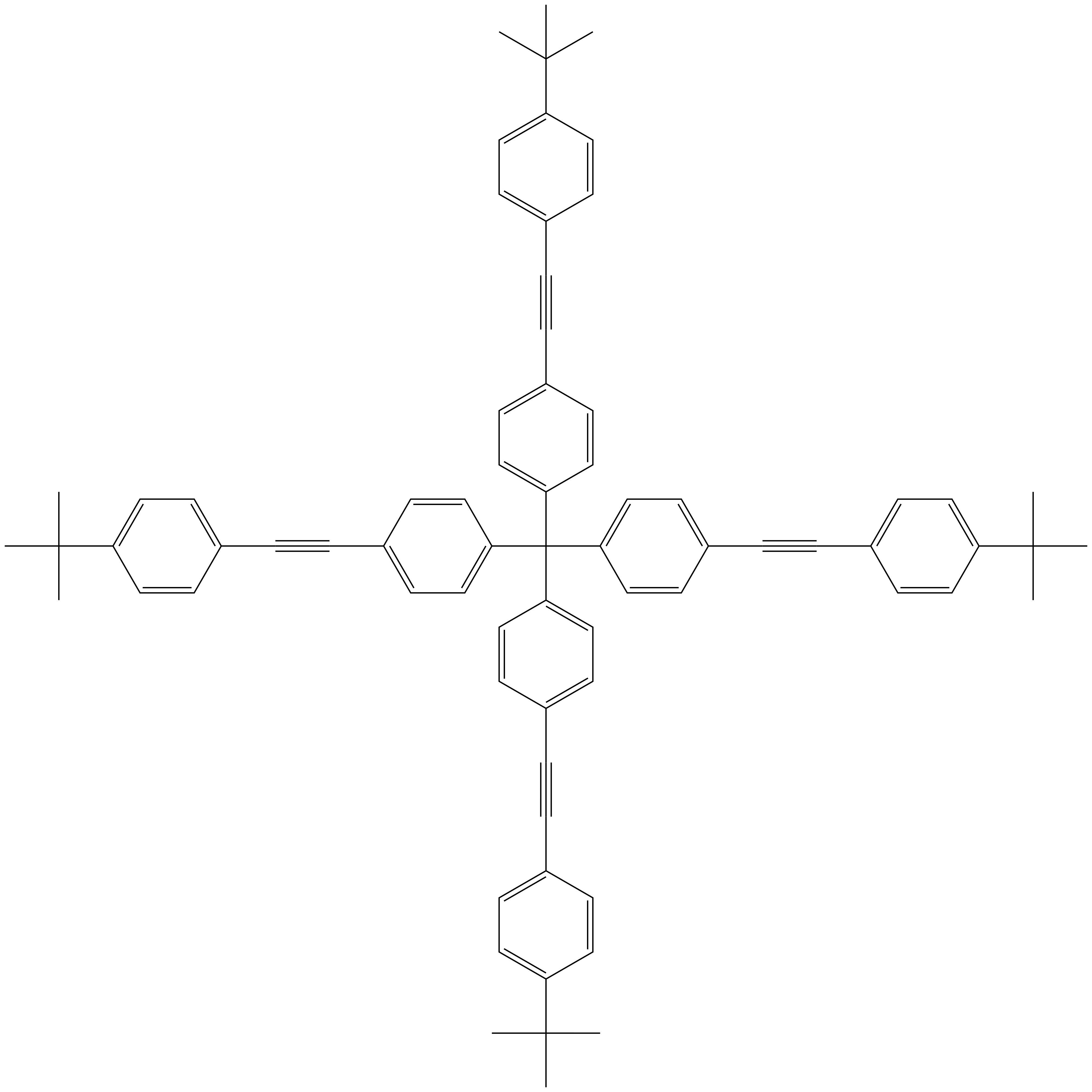 tetrakis(4-((4-(tert-butyl)phenyl)ethynyl)phenyl)methane 结构式