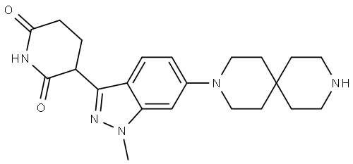 3-[6-(3,9-diazaspiro[5.5]undecan-3-yl)-1-methyl-indazol-3-yl]piperidine-2,6-dione 结构式