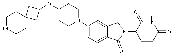 3-(5-(4-((7-azaspiro[3.5]nonan-2-yl)oxy)piperidin-1-yl)-1-oxoisoindolin-2-yl)piperidine-2,6-dione 结构式